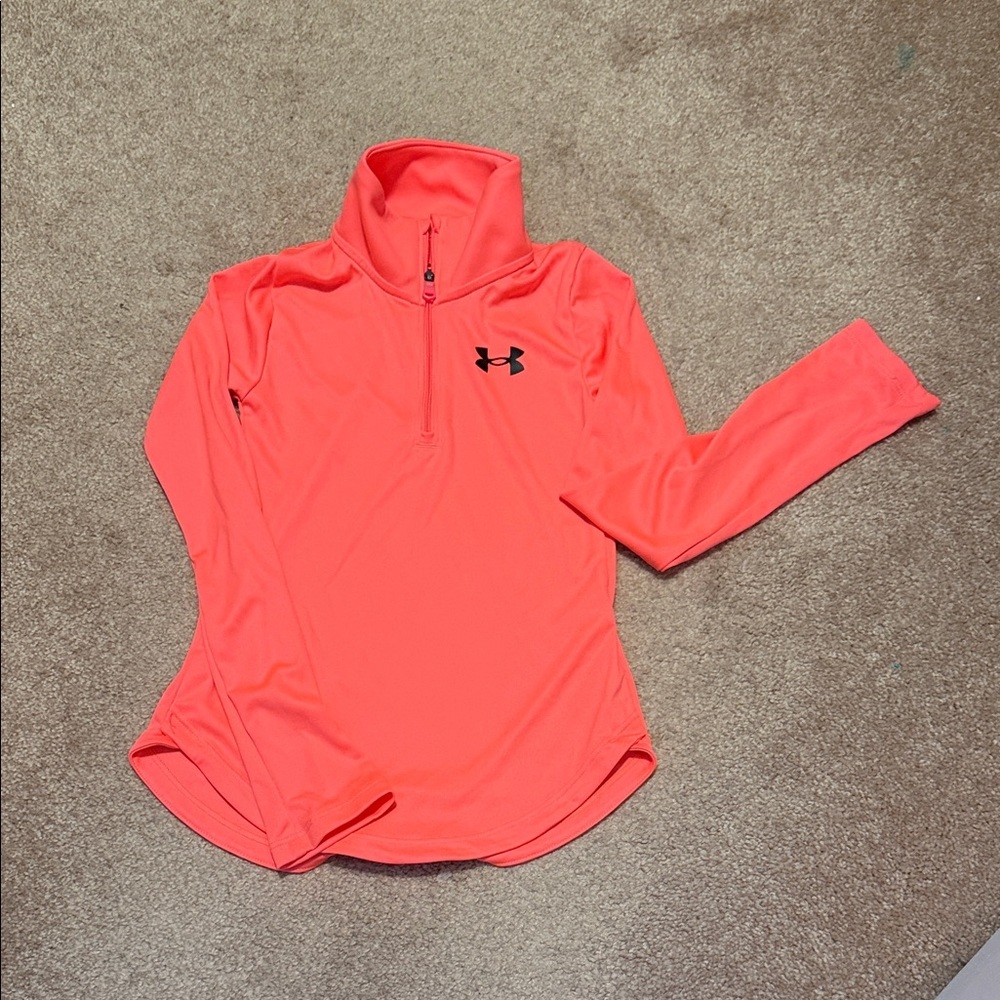 Under Armour Kids Bright Coral quarter zip size XS